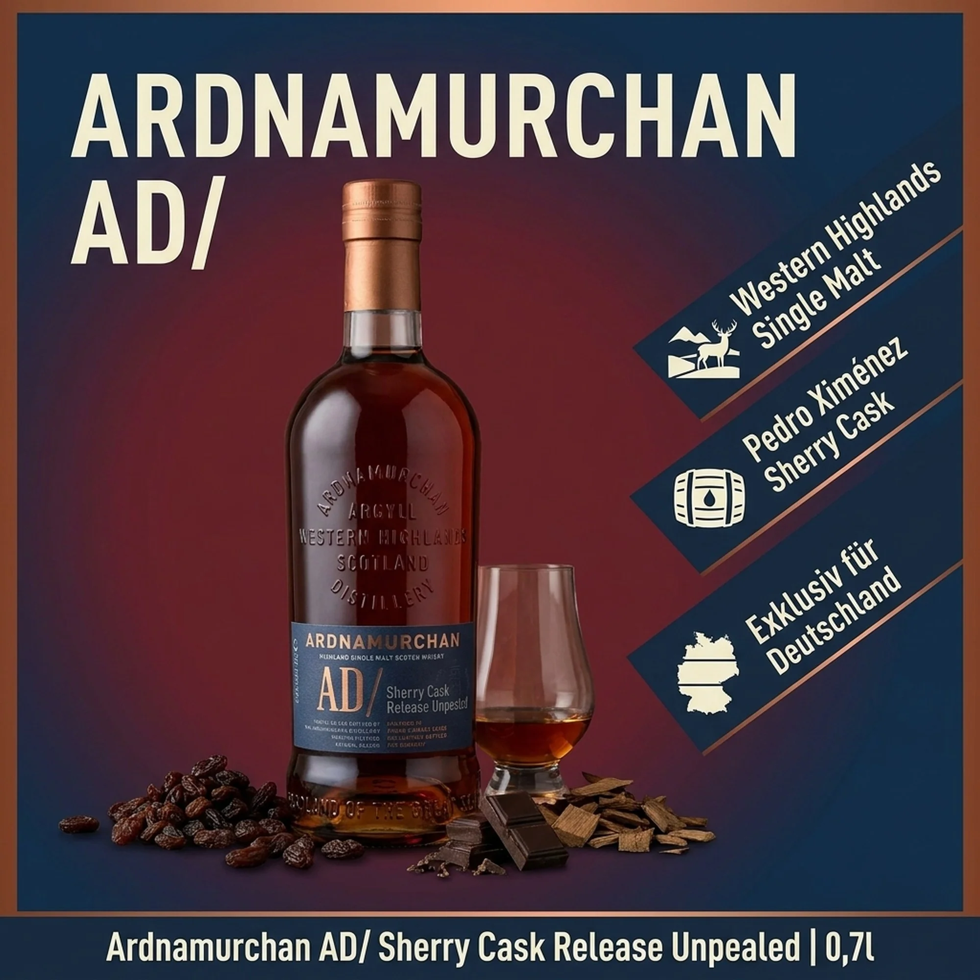 Ardnamurchan AD/ Sherry Cask Release Unpeated 0,7l, alc. 56,9 Vol.-%
