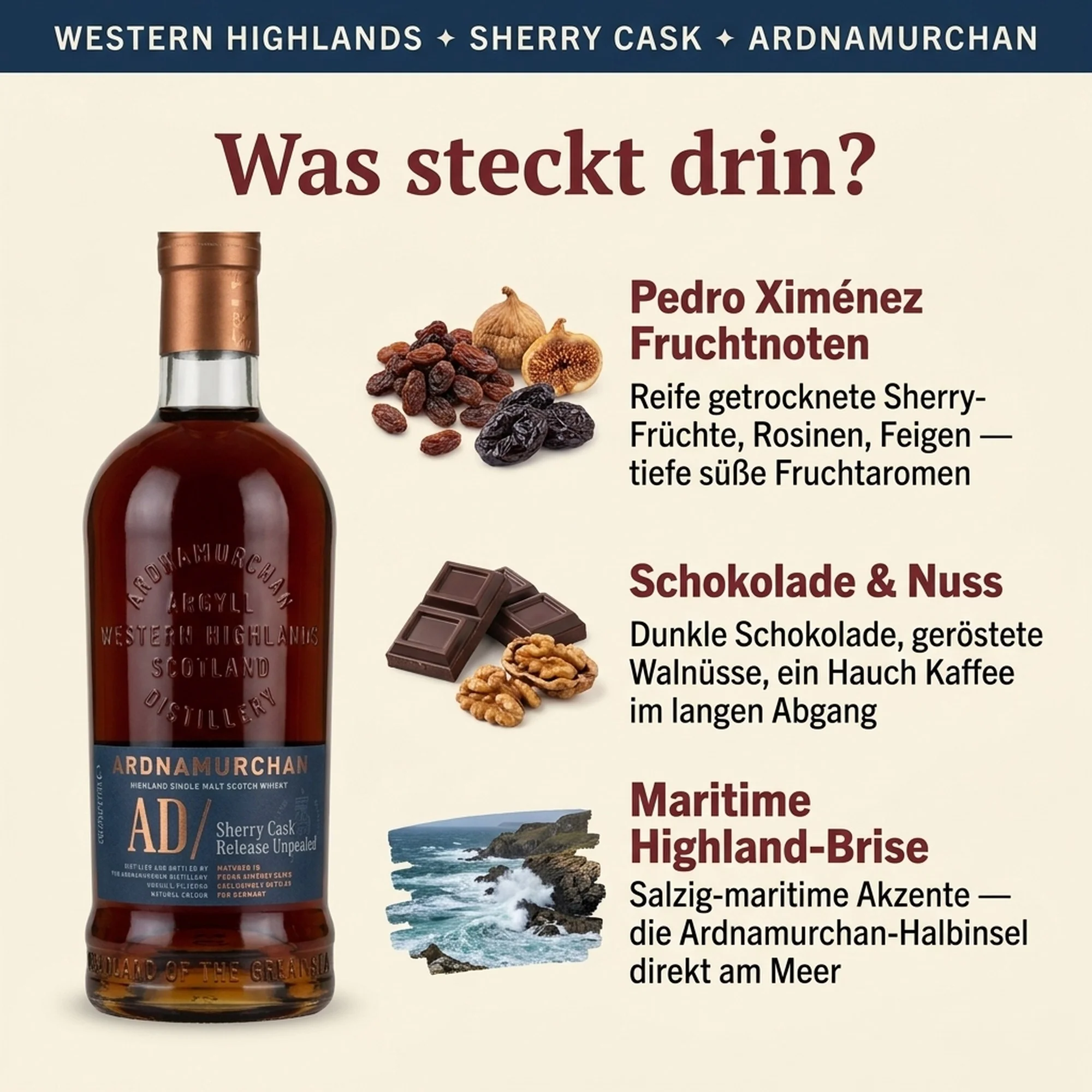Ardnamurchan AD/ Sherry Cask Release Unpeated 0,7l, alc. 56,9 Vol.-% - Image 2