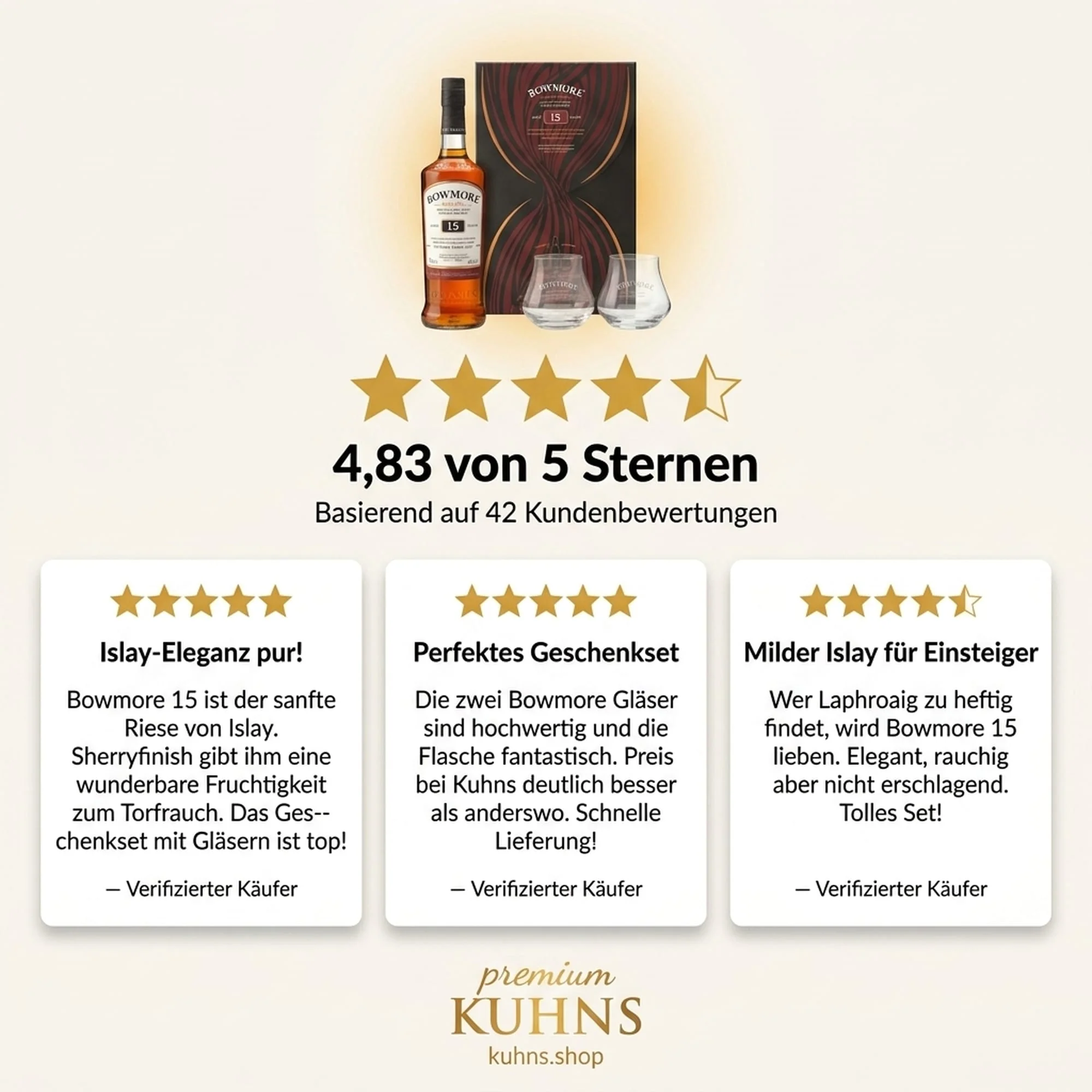 Bowmore 15 Jahre Geschenkset 0,7l, alc. 43 Vol.-% - Image 3