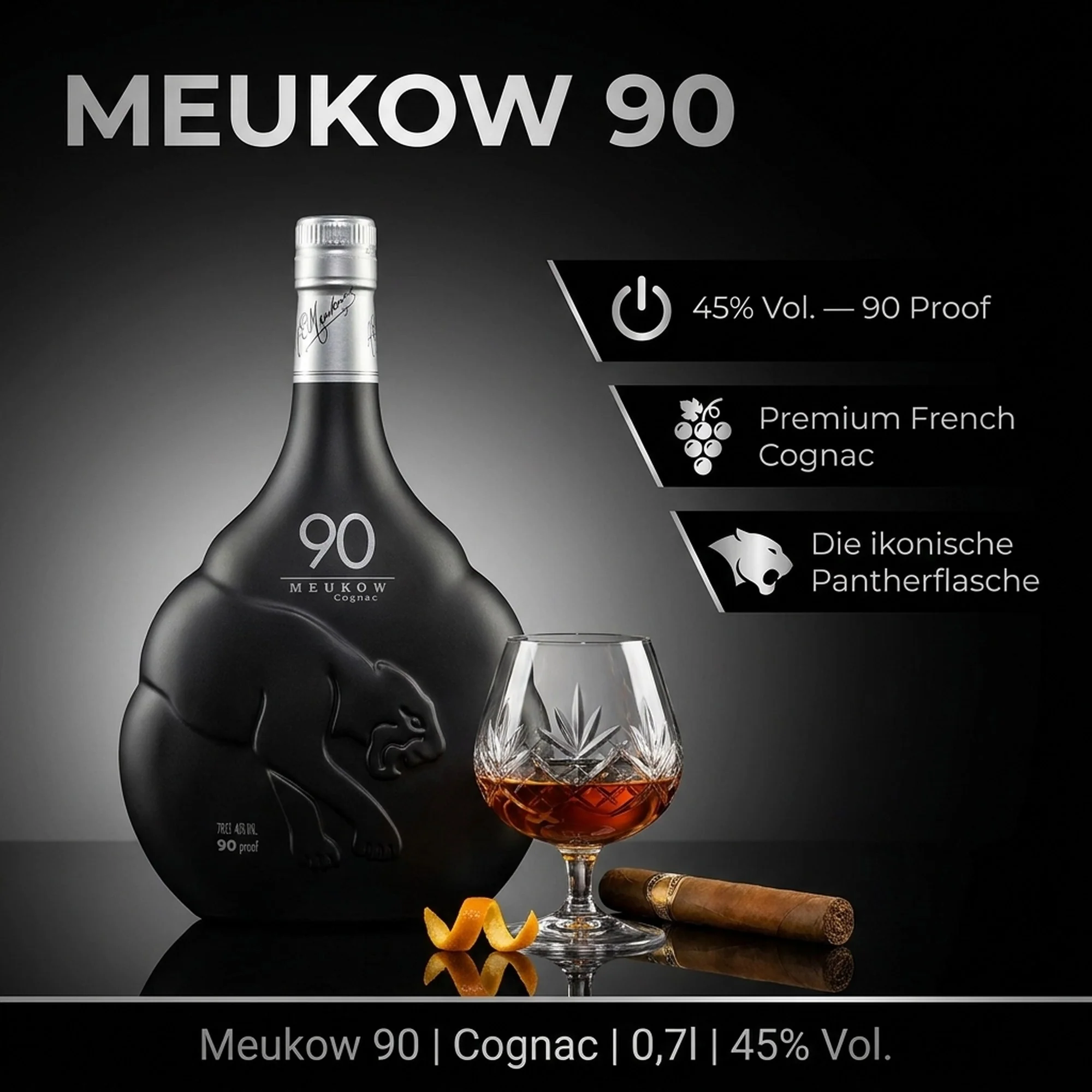 Meukow 90 Proof Cognac 0,7l, alc. 45 Vol.-%