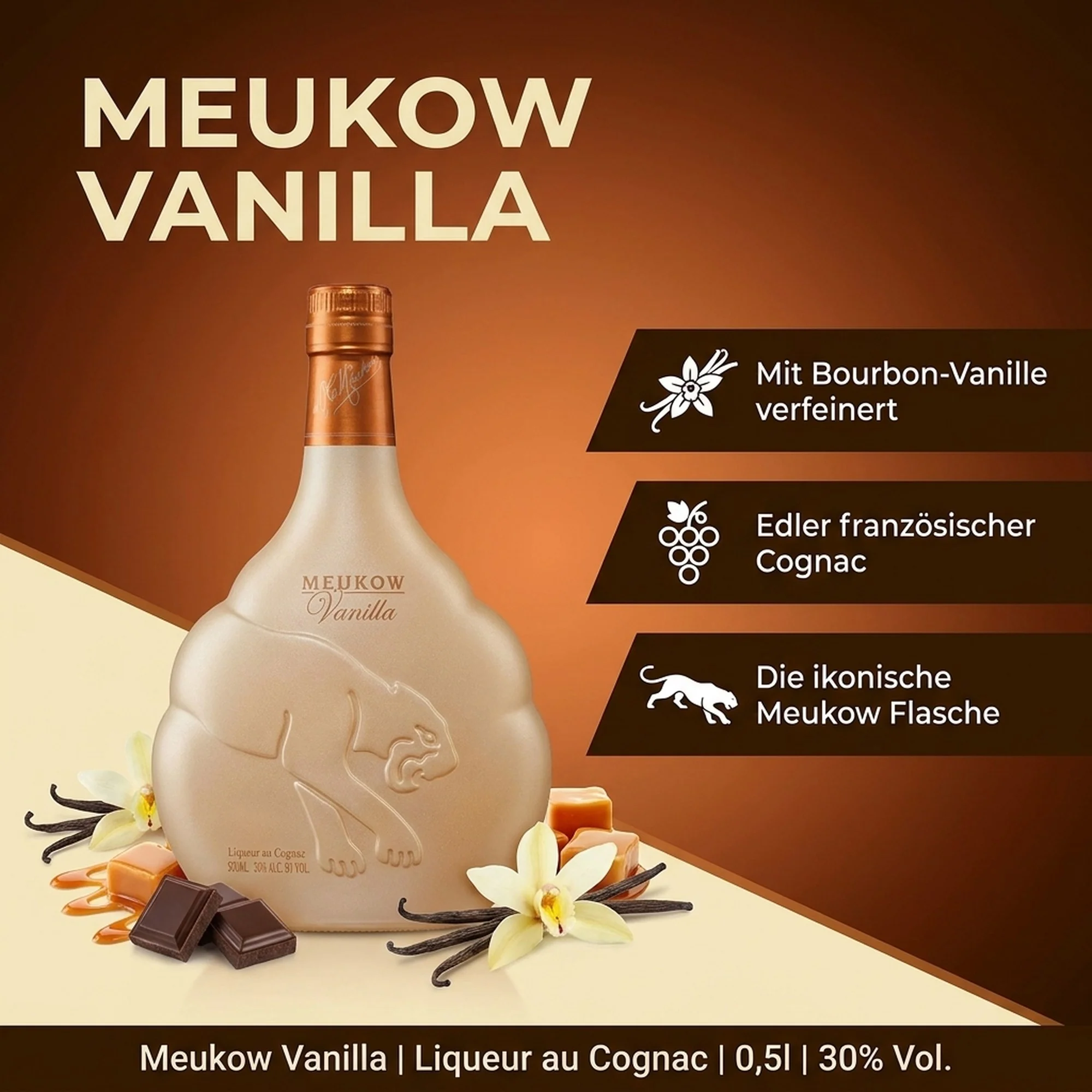 Meukow Vanilla Cognac Liqueur 0,5l, alc. 30 Vol.-%